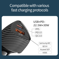 Chargeur de voiture USB QC3.0 à charge rapide, adaptateur de chargeur de téléphone de voiture de type C pour téléphone portable, chargeur de voiture rapide portable