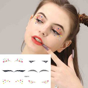 Adesivi per il trucco degli occhi <span class=keywords><strong>arcobaleno</strong></span> europei personalizzati tatuaggio temporaneo decorazione viso Eyeliner tatuaggio per feste OEM Friendly - Product Image 1
