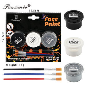 Peinture pour le visage et le corps pour enfants, non toxique, <span class=keywords><strong>facile</strong></span> à laver, 3 couleurs, 3 pinceaux, à base d'eau, UV néon, ensemble de peinture pour Halloween, cosplay, effets spéciaux, art - Product Image 1