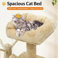 Arbre à chat avec maisonnette en peluche, perchoir et tour haute pour chats et chatons, griffoir