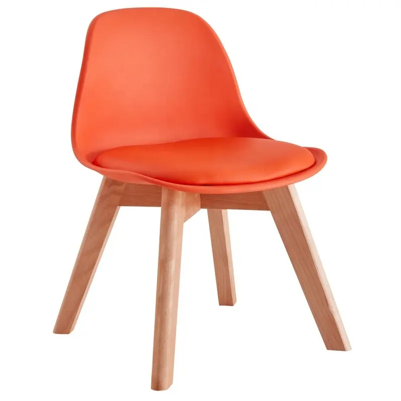 Silla para niños, silla de escritorio pequeña de estilo simple de color sólido con diseño de respaldo curvo y asiento acolchado de esponja