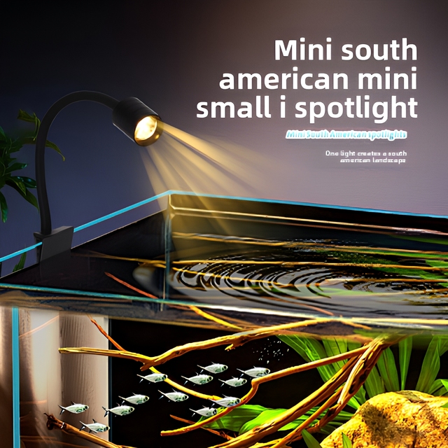 Adjustable Mini LED Fish Tank Spotlight Clip-on Gooseneck Aquarium Lamp for Water Plant Desktop Nano Tank