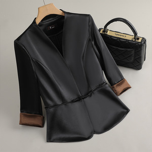 Women's Blazer Solid Color Polyester Fitted Waist Chinese Style Spring 2025 GDX-1680 - Product Image 1