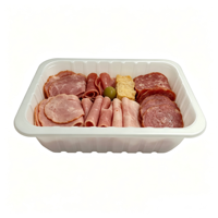 Boîtes en plastique PET de qualité alimentaire blanches pour usage industriel, emballages jetables pour viande, nouilles, gâteaux, emballages personnalisés de forme rectangulaire
