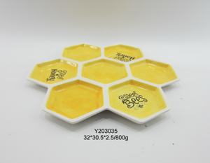 Placa de cerámica irregular de <span class=keywords><strong>8</strong></span> pulgadas, decoración de abeja de miel - Product Image 6