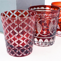 Ensemble de verres à vin de luxe gravés à la main pour fête, pour vin rouge, brandy, superposition, gobelet en verre rouge