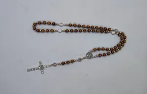 Collares de Rosario de madera Komi, cuentas de madera de alta calidad, collar de Rosario, colgantes de cruz, joyería de oración religiosa de Jesús