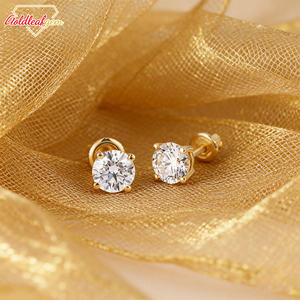 Boucles d'oreilles en diamant de laboratoire de taille ronde brillante blanche IGI DEF VVS1 plaquées or 14 carats Goldleafgem 0,5 CT-2 CT Bijoux pour femmes - Product Image 6