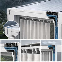 Luxuriöse Moderne Weiße Pergola mit Outdoor-Transparentvorhängen Motorisiertes Lamellendach für Resort-Hotel Poolbereich Garten-Pavillon