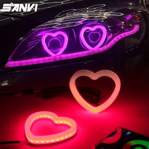 New RGB Chasing LED Angel Eye Ring Auto Decoration Heart-Shape Halos Sequential Turn Signal for Honda App Control Headlight - Product Image 1