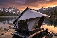 Rise Up Aluminium Dreieckiges Hartschalen-Dachzelt 210x140cm 900D Oxford Wasserdicht mit Ringlicht Leiter SUV 4x4 Offroad Camping