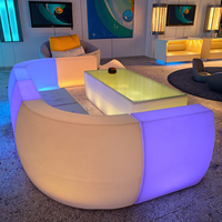 Ensemble de canapés de salon à éclairage LED Petite table d'appoint double couche Fauteuil lumineux rechargeable Mobilier lumineux à la mode