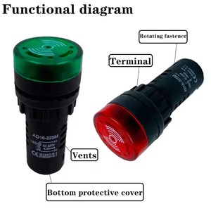 Led nhấp nháy buzzer AD16-22SM AC/DC 220V 24V 12V Loud liên tục ánh sáng âm thanh và ánh sáng báo động - Product Image 3