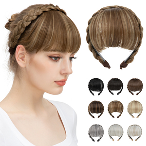 Vente en gros d'extensions de cheveux synthétiques de style naturel de haute qualité pour femmes bandeau tressé résistant à la chaleur <span class=keywords><strong>frange</strong></span> <span class=keywords><strong>frange</strong></span> cerceau de cheveux - Product Image 1