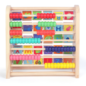 Tableau d'apprentissage 2-en-1 en <span class=keywords><strong>bois</strong></span> : Abaque et tableau alphabétique Montessori pour l'éducation précoce des tout-petits – Jouet STEM pour les opérations numériques - Product Image 4