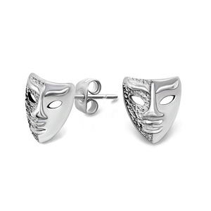 Fashionable Retro Mask <b>Stud</b> Earrings <b>Titanium</b> Steel For Men And Women CF089 - Product Image 5