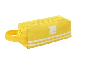 Étui à crayons en toile à double fermeture éclair personnalisé avec poignée, grande capacité portable, sac de papeterie pour enfants - Product Image 6