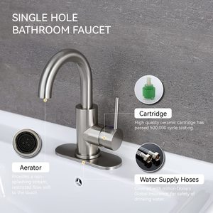 Swivel Spout Bar <strong>Sink</strong> Faucet Small Kitchen Faucet Tap with Pop-up <strong>Drain</strong> and <strong>Overflow</strong> Supply Hose for Bedroom for Bathroom Use - Product Image 2