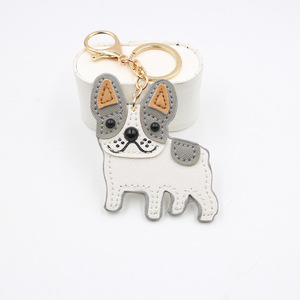 Mignon bouledogue français Border <span class=keywords><strong>Collie</strong></span> <span class=keywords><strong>Mini</strong></span> chiot porte-clés en cuir conception porte-clés à la mode pendentifs breloques pour sac à main sac sac - Product Image 6