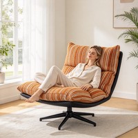 Fauteuil pivotant de salon en gros d'usine avec siège rembourré rayé personnalisé OEM pour mobilier de salon
