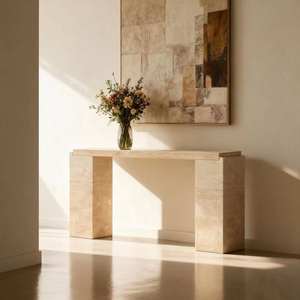 <span class=keywords><strong>Table</strong></span> <span class=keywords><strong>Console</strong></span> en Travertin Beige Clair Moderne, <span class=keywords><strong>Table</strong></span> d'Entrée en Pierre Naturelle, Meuble de Salon - Product Image 3