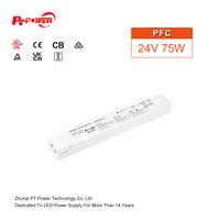 Controlador de Tira LED de Voltaje Constante 30W 60W 75W 100W 150W 200W Sin Parpadeo IP20 para Interiores con PFC, Fuente de Alimentación LED 200-240V AC-DC 24V
