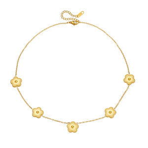 Flower Necklace Gold Plated Stainless Steel Everyday Wearing Pendant Chain N2527 - Product Image 5
