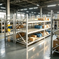 Industrielles Rollenflussregal, Maßgefertigte Kartonflussregale, FIFO-Schieberollenlagerregale für Logistik-Verteilzentren