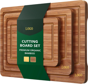 Tablas de Cortar de Bambú de Grado Alimenticio, Juego de 3 Piezas, Tablas de Cocina para Carne y Carnicería con Ranura para Jugos, para Verduras y Frutas - Product Image 1