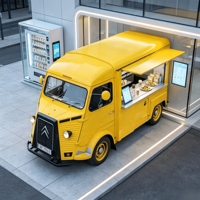 Op maat gemaakte retro elektrische Citroën foodtrucktrailer met commerciële elektrische energie-aangedreven bar voor technologisch park