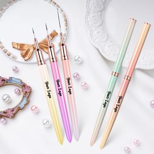 Fabricante de cepillos de uñas, Etiqueta Privada, 7/9/11/15/20mm, cepillos para rayas, 5 unids/set, arte de uñas, Pinceles para uñas con delineador ultrafino <span class=keywords><strong>rosa</strong></span> - Product Image 5
