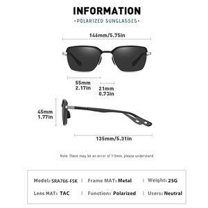 แว่นกันแดดทรงเหลี่ยมเต็มกรอบโลหะ ยี่ห้อ SR รุ่นใหม่ แฟชั่น ทันสมัย ป้องกันแสงยูวี 380 เปลี่ยนสีได้ เหมาะสำหรับขับรถ ใช้ได้ทั้งชายและหญิง - Product Image 3
