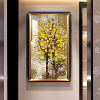 Décoration de porche luxueuse haut de gamme en forme d'arbre à argent, affiches imprimées modernes, art mural en peinture sur porcelaine de cristal