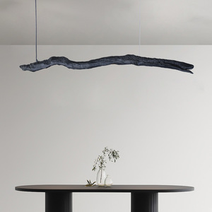 Lámpara colgante estilo Wabi Sabi con tira LED larga negra de un solo cabezal para restaurante, oficina, decoración zen para el hogar - Product Image 2