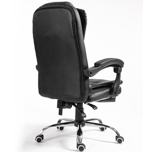 Schienale alto, sedia girevole in pelle morbida e confortevole, poltrona da ufficio di lusso con massaggio al Computer e poggiapiedi - Product Image 4