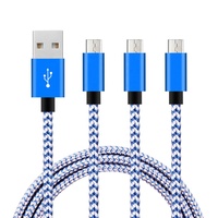Kabel Transfer Data dan Pengisian Daya USB Micro 1m 2m Berbahan Tembaga Murni dengan Jalinan Nilon untuk Perangkat Seluler