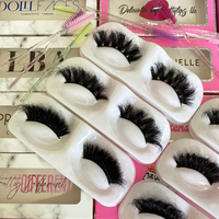 Cils en vison véritable de 25 mm, super volumineux et épais, de haute qualité, en bande complète, pour marque privée, vente en gros