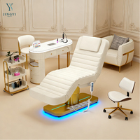 Lit de massage chauffant moderne pour salon, extra large, base en acier inoxydable doré, lit de beauté électrique pour spa, table de massage, lit pour extensions de cils