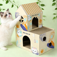 Maison pour chat en carton ondulé, personnalisable et en gros, avec jouets de dentition, spécifique aux chatons, personnalisation en petites séries