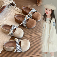 Nouveautés printemps-automne, chaussures pour enfants, filles, semelles souples, décoration en perles, ballerines, style décontracté tendance