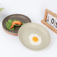 Assiettes jetables rondes en paille de blé pour gâteaux et fruits, bols faits à la main en matériau biodégradable – Vente en gros
