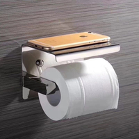 Porte-serviettes en papier hygiénique mural en acier inoxydable 304 avec étagère pour téléphone portable pour salle de bain cuisine
