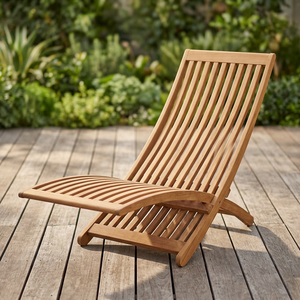Chaise longue en teck massif, moderne, minimaliste, durable, pour villa, appartement, parc, salon, meubles d'extérieur - Product Image 4