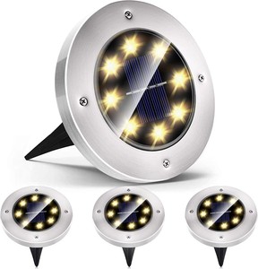 Lampes solaires LED ultra-minces Dailu 8LED pour pelouse, allée, jardin, étanches, enterrées, avec capteur de lumière - Product Image 1