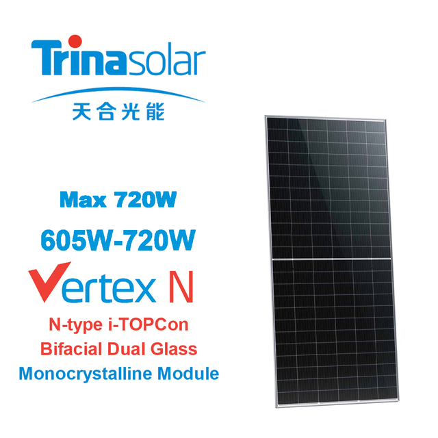 Bulk Supply Trina Vertex N-Type 700W-720W Solar Panel Tier 1 Manufacturer for Industrial Solution