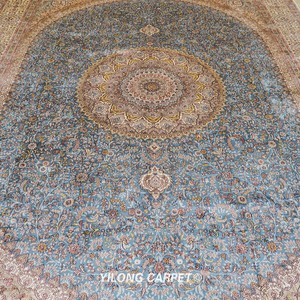 YILONG 9 'X 12' Oriental Persian Silk พรม Vintage <span class=keywords><strong>Nain</strong></span> แบบดั้งเดิมพรม Handmade สำหรับห้องนั่งเล่น - Product Image 4