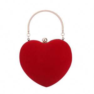 Borsa a Mano a Forma di Cuore con Strass per Donna, Pochette da Sera Dorata con Cristalli per Cerimonie - Product Image 5