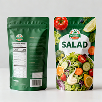 Op maat gemaakte bedrukte logo ritszakjes voor verse bladgroenten, sla, fruit, plastic verpakkingszakjes