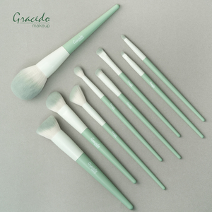 Ensemble de 9 pinceaux de <span class=keywords><strong>maquillage</strong></span> en poils synthétiques Gracedo, style vert clair frais, pour le visage et le correcteur, livraison directe d'usine, faible MOQ - Product Image 1