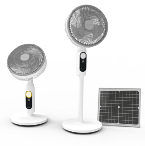 Ventilatore solare ricaricabile a 3 pale con pannello e batteria, alimentato a corrente alternata/continua 10V. - Product Image 3